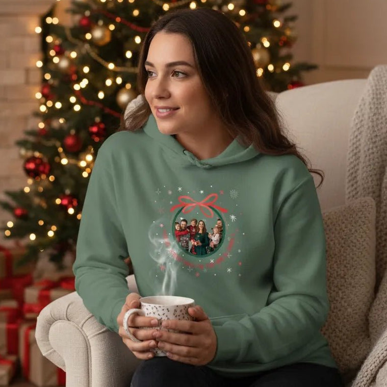 HOODIE Custom Family Christmas – Add Photo & Message | Unisex S–5XL | Made in USA - Love Life Journey