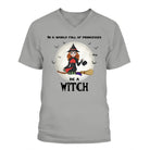 In a World Full of Princesses, Be a Witch Personalized V - Neck T-Shirt | Custom Halloween Witch Portrait Shirt - Love Life Journey - In athletic heather colour 