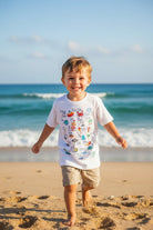 KID'S T - SHIRT - Alphabet Beach Theme | Traceable A–Z Learning Letters Tee with Seaside Icons | Gildan 5000B (US) - Love Life Journey