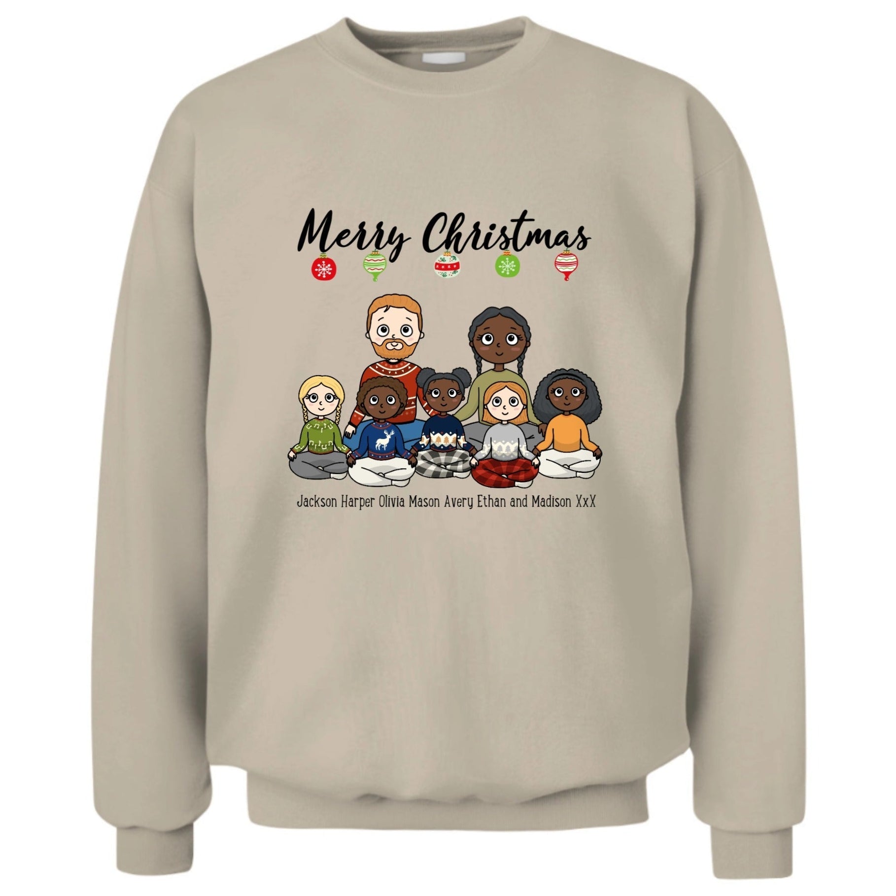 Merry Christmas Personalized Family Sweatshirt | Custom Family Character Christmas Crewneck - Love Life Journey