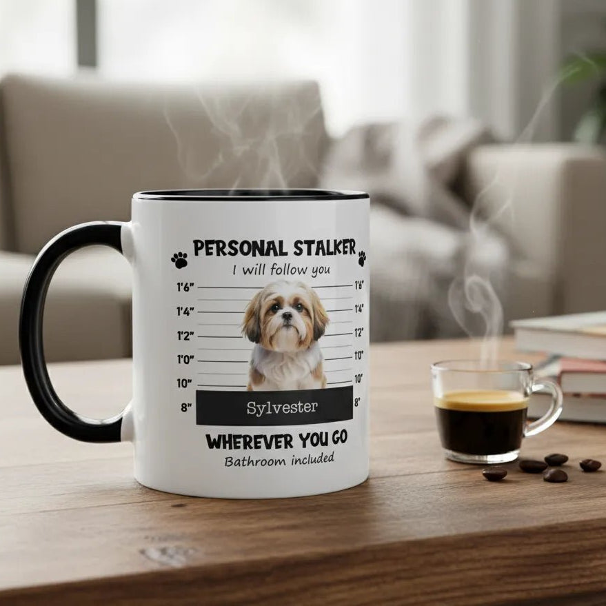 Personal Pet Stalker Accent Mug 11oz – Custom Pet Photo Coffee Mug | Personalized Dog & Cat Lover Gift - Love Life Journey
