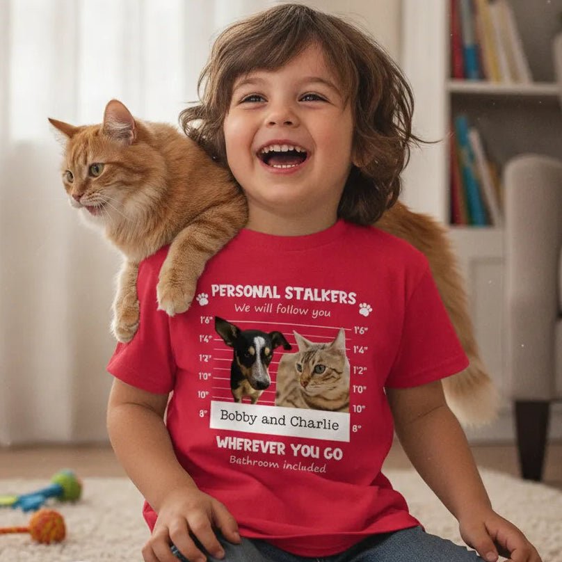 Personal Pet Stalker Kids T-Shirt | Custom Pet Photo & Name Tee - Love Life Journey