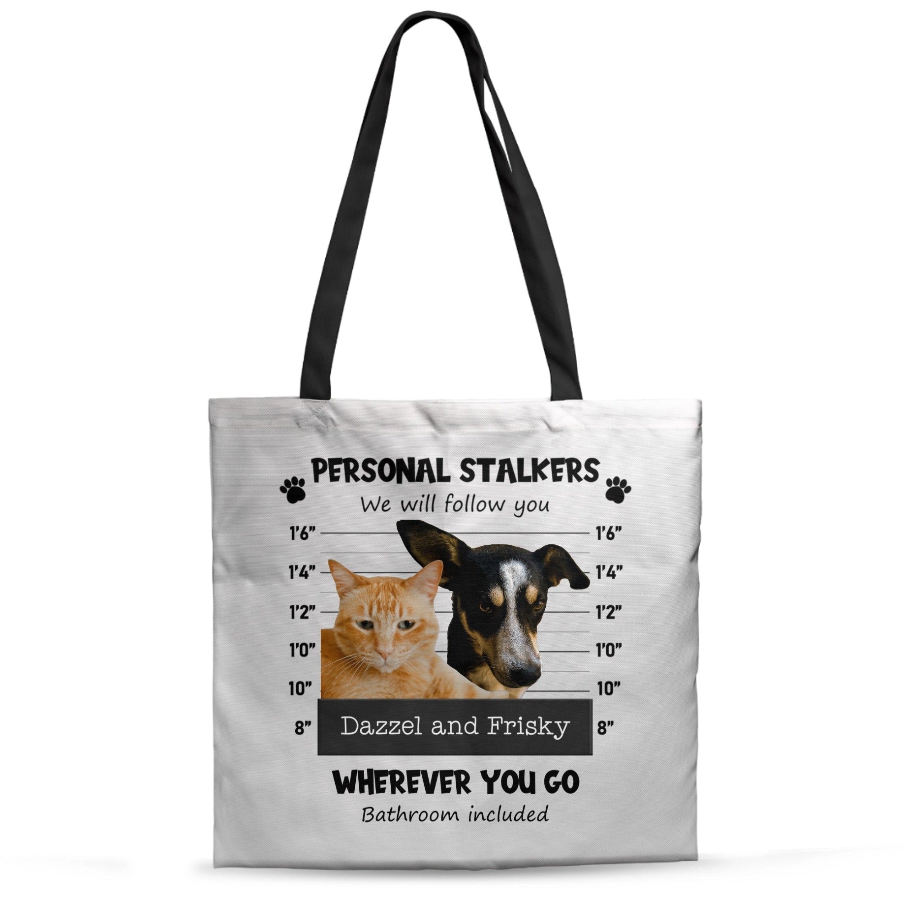 Personal Pet Stalkers Personalized Pet Photo Tote Bag - Love Life Journey - Custom Gifts - Upload Photos of Your Cats and Dogs 