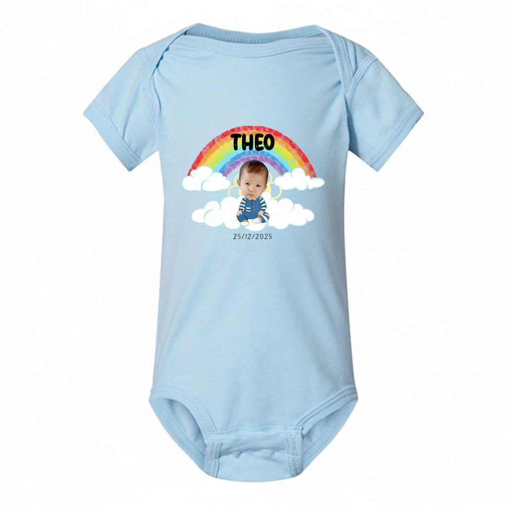 Personalised Baby Photo Bodysuit – Custom Newborn/Birthday Celebration, Twins & Triplets Keepsake with Names & Arrival Date - Love Life Journey