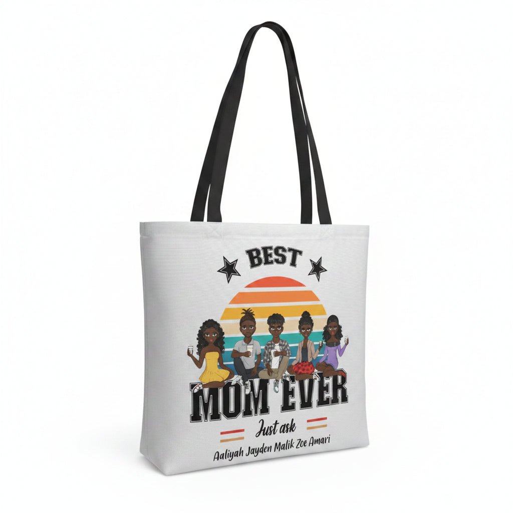Personalised “Best Mum Ever – Just Ask” Tote Bag | Custom Family Characters & Names | Funny Mother’s Day Gift - Love Life Journey