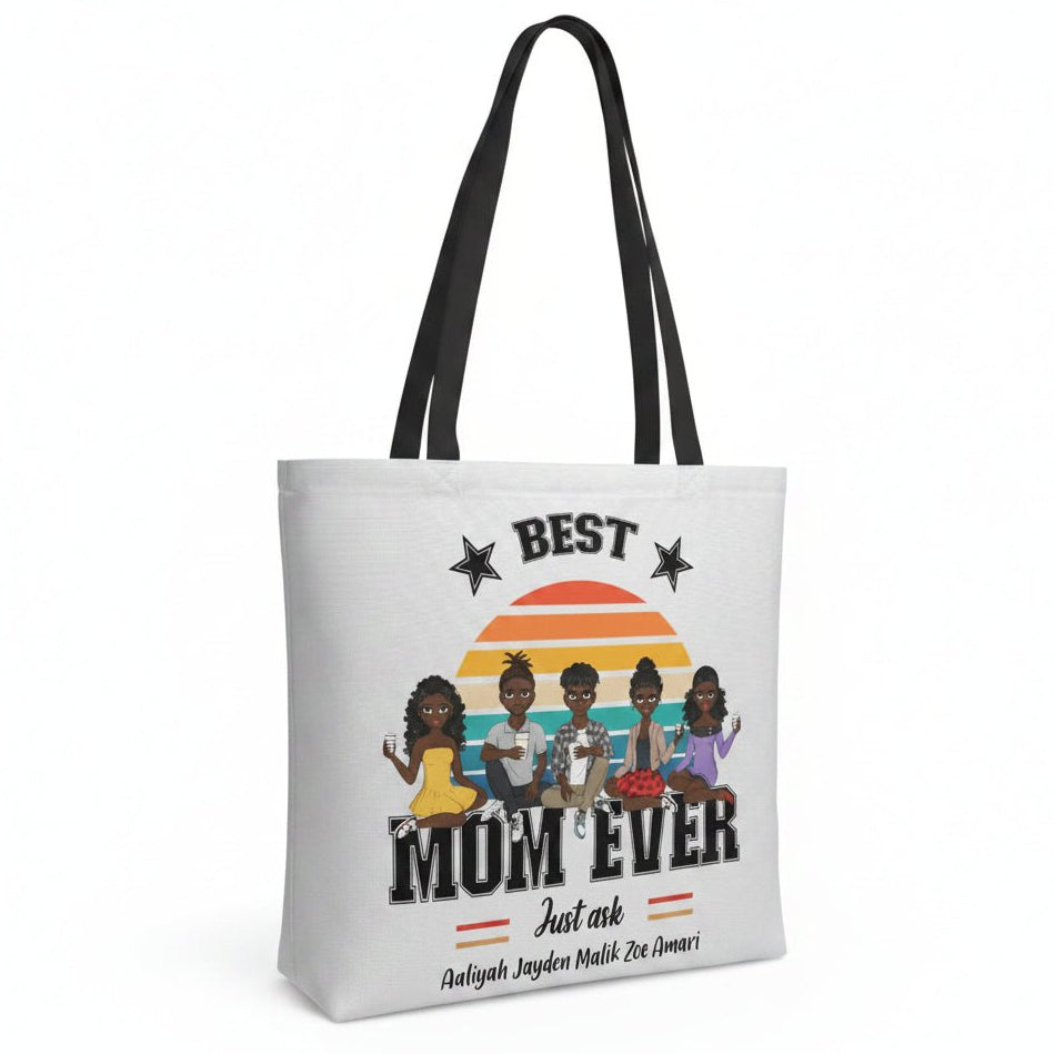 Personalised “Best Mum Ever – Just Ask” Tote Bag | Custom Family Characters & Names | Funny Mother’s Day Gift - Love Life Journey