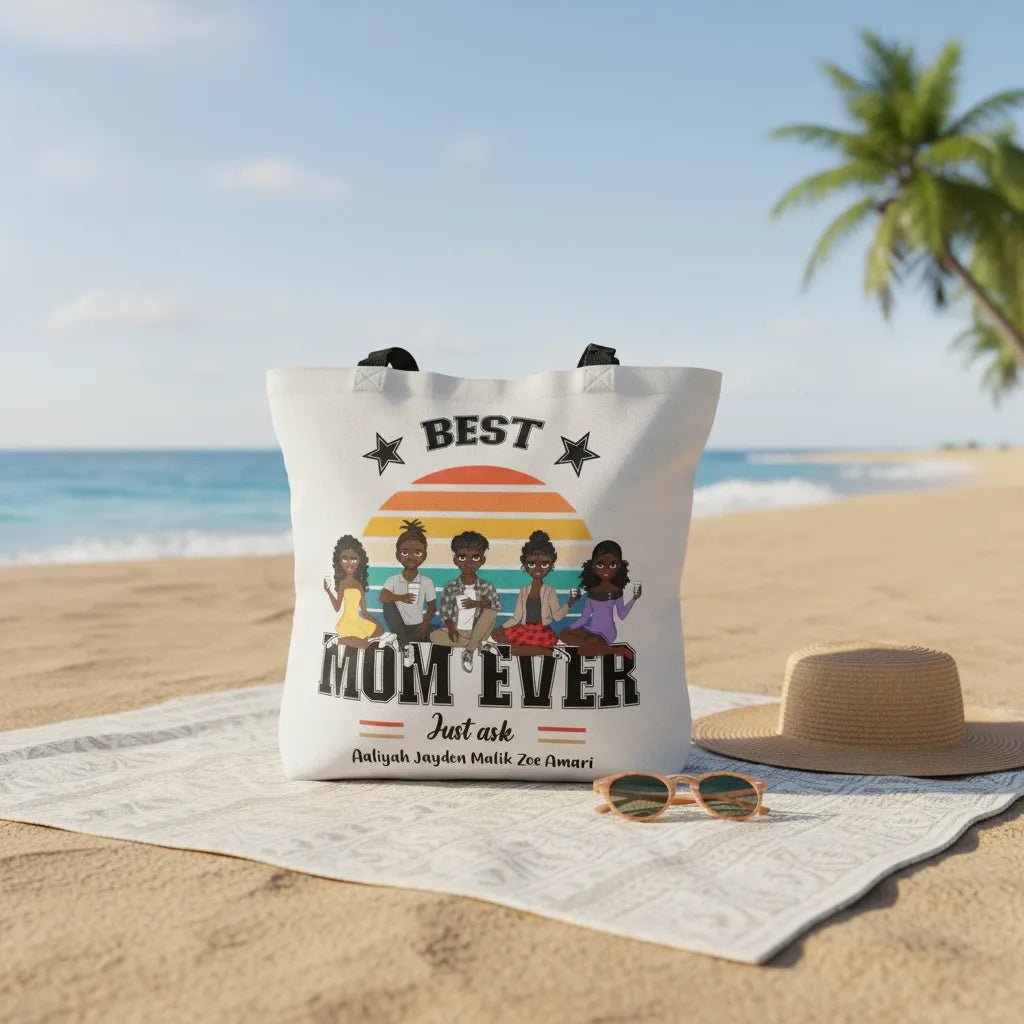 Personalised “Best Mum Ever – Just Ask” Tote Bag | Custom Family Characters & Names | Funny Mother’s Day Gift - Love Life Journey