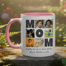 Personalised MOM 6 Family Photos 11oz Accent Mug – Custom Family Keepsake - Love Life Journey