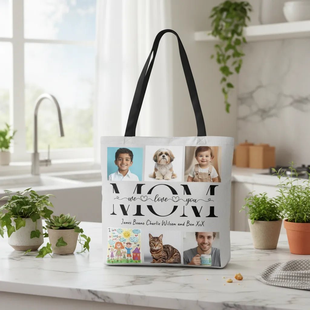 Personalised Mom Photo Lined Tote Bag – Custom Family Picture Gift - Love Life Journey