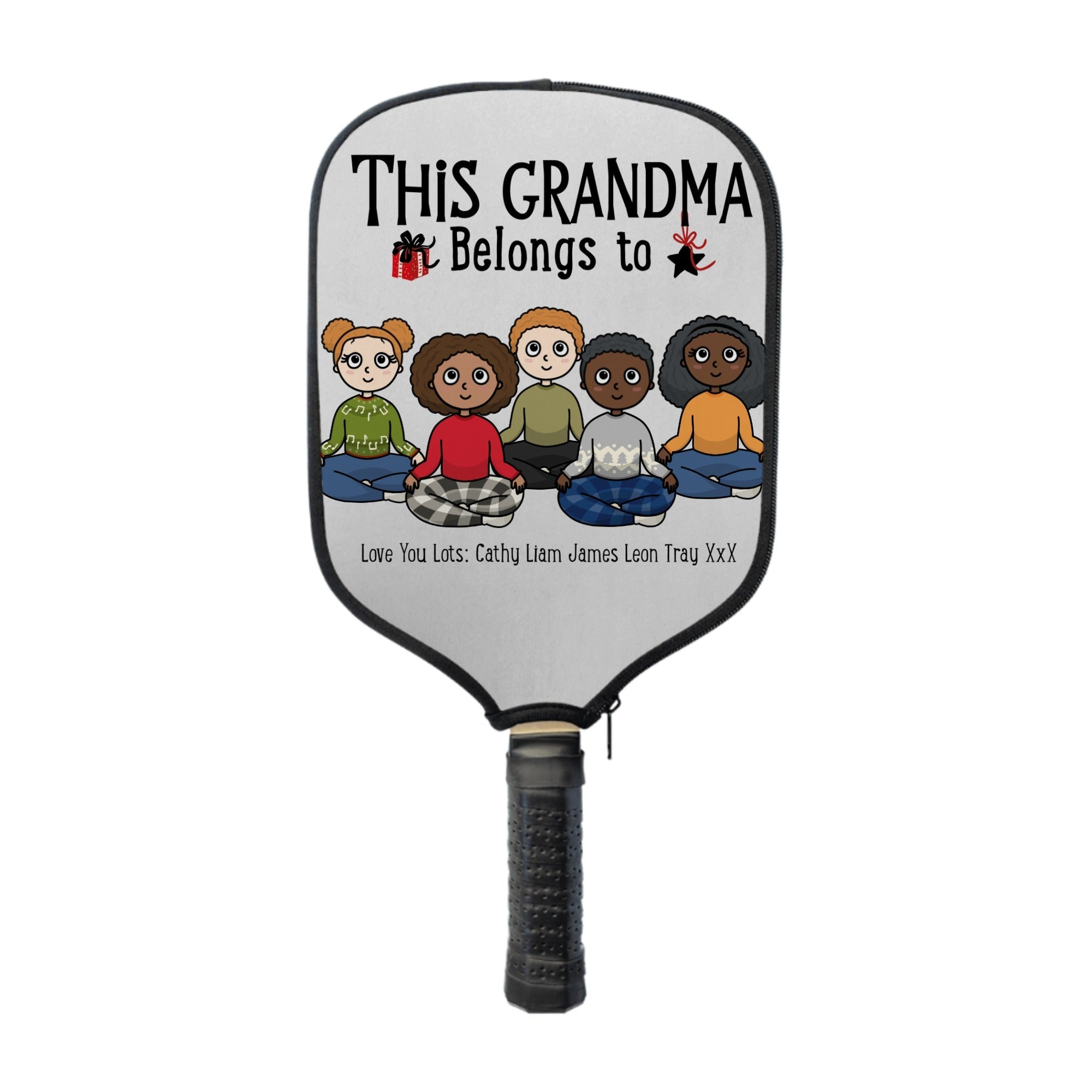 Personalised Pickleball Paddle Cover for Grandma or Grandpa – “This Belongs To” Grandkids Design | Custom Names & Characters | Made in USA Gift - Love Life Journey