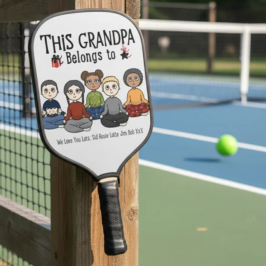 Personalised Pickleball Paddle Cover for Grandma or Grandpa – “This Belongs To” Grandkids Design | Custom Names & Characters | Made in USA Gift - Love Life Journey