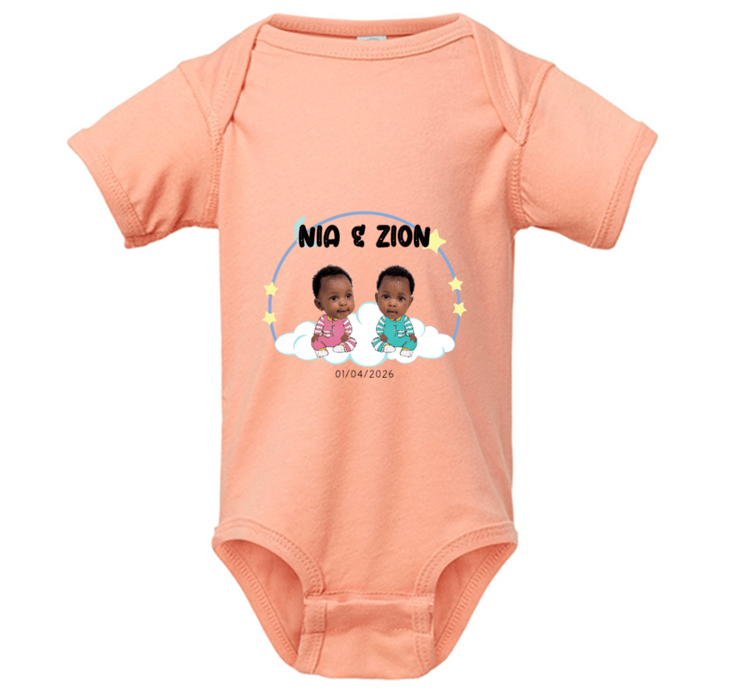 Personalized Baby Photo Bodysuit Custom Newborn, Twins or Triplets Face & Name Onesie - Love Life Journey