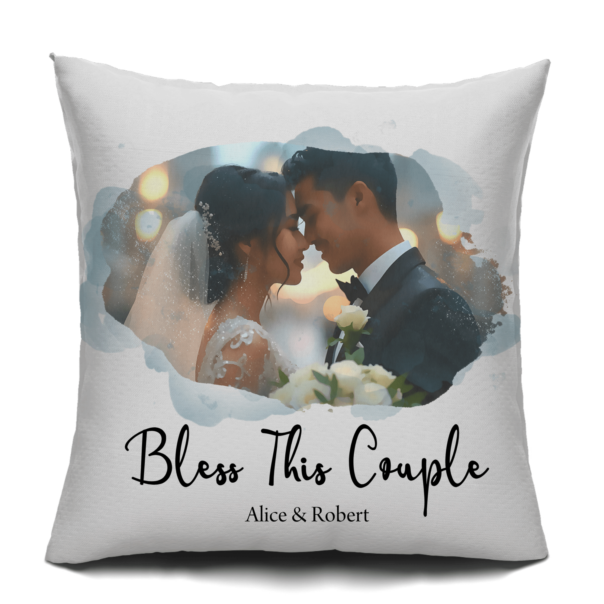 Personalized Bless This Family (Or Couple) Cushion Cover – Custom Photo Pillowcase Gift | Bless This Couple Option | Meaningful Home Decor - Love Life Journey