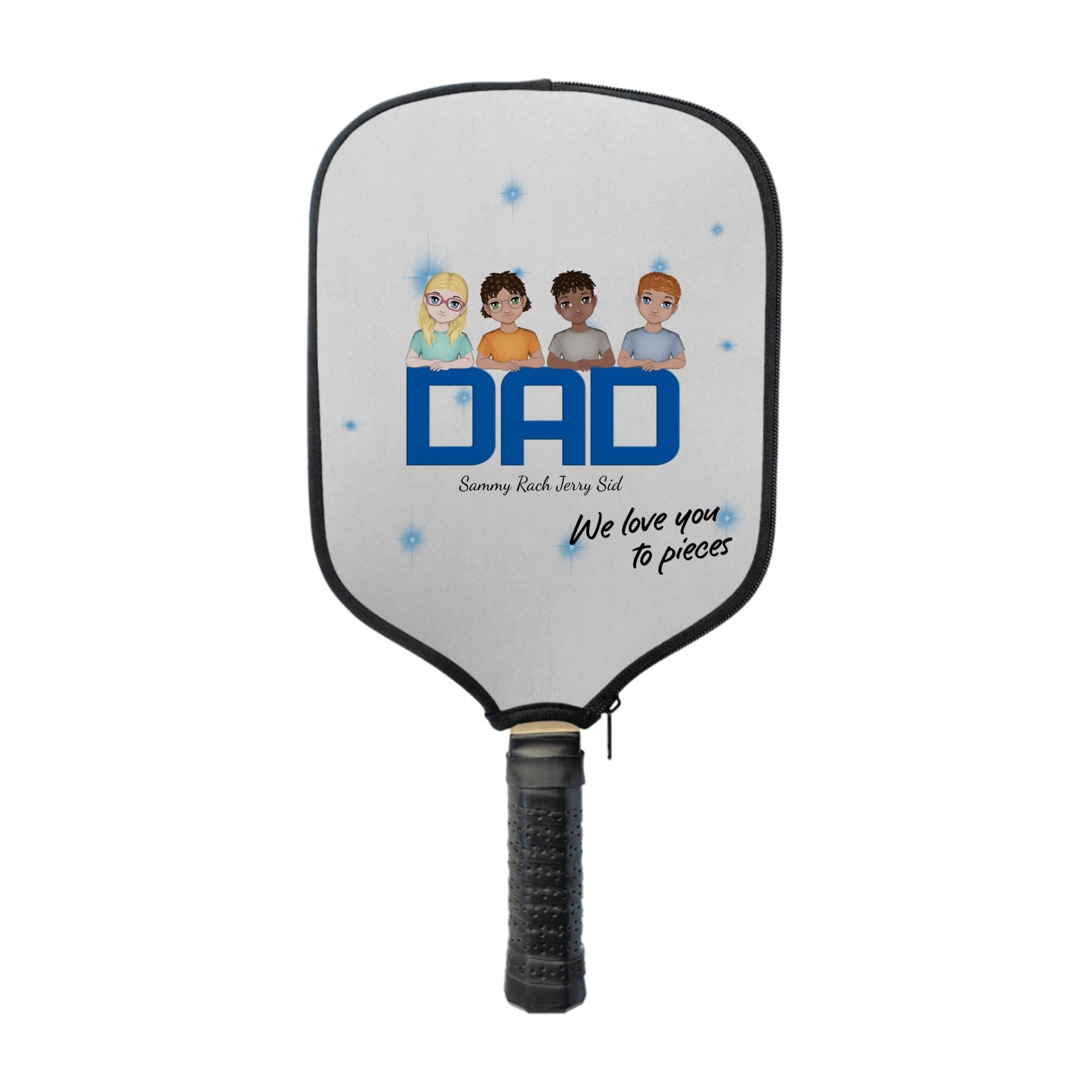 Personalized “Dad We Love You To Pieces” Pickleball Paddle Cover | Custom Kids Gift For Dad - Love Life Journey