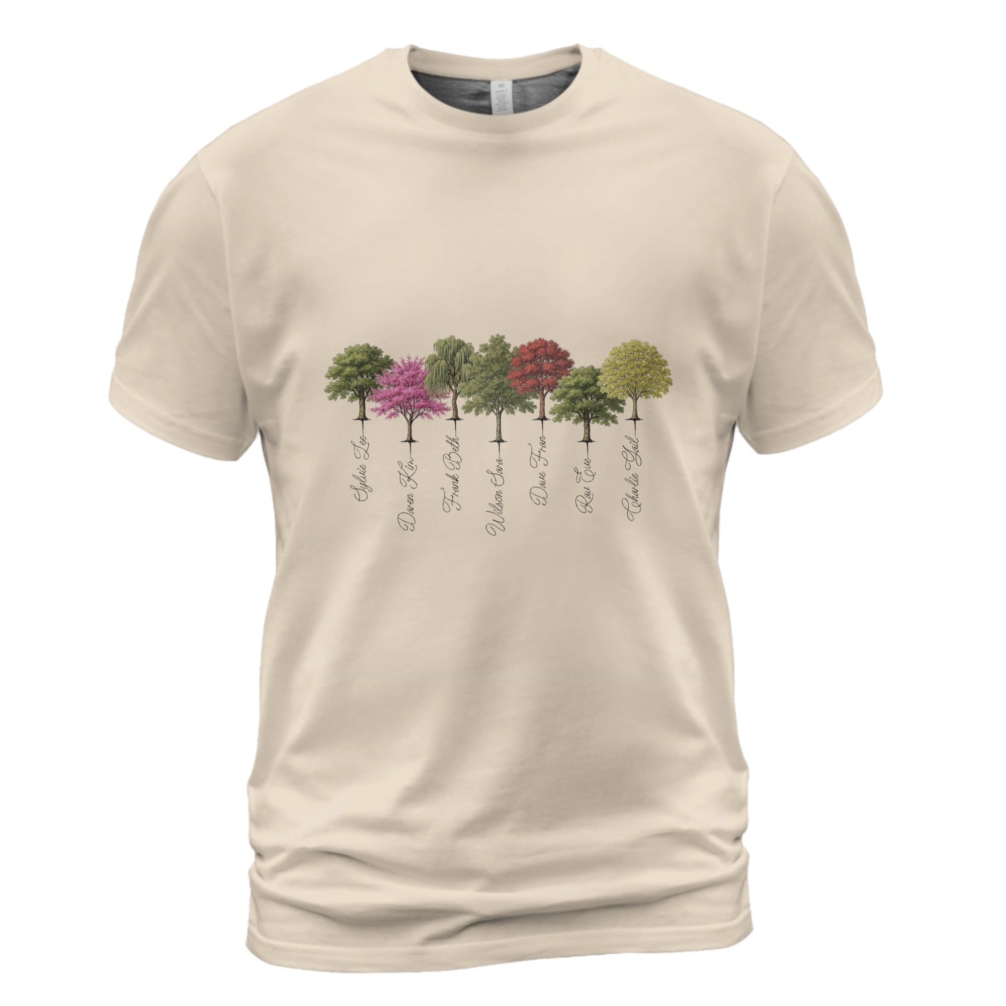 Personalized Family Tree Names Unisex T-Shirt – Custom Loved Ones Memory Tee | Up to 9 Trees & Names | Meaningful Family Gift - Love Life Journey