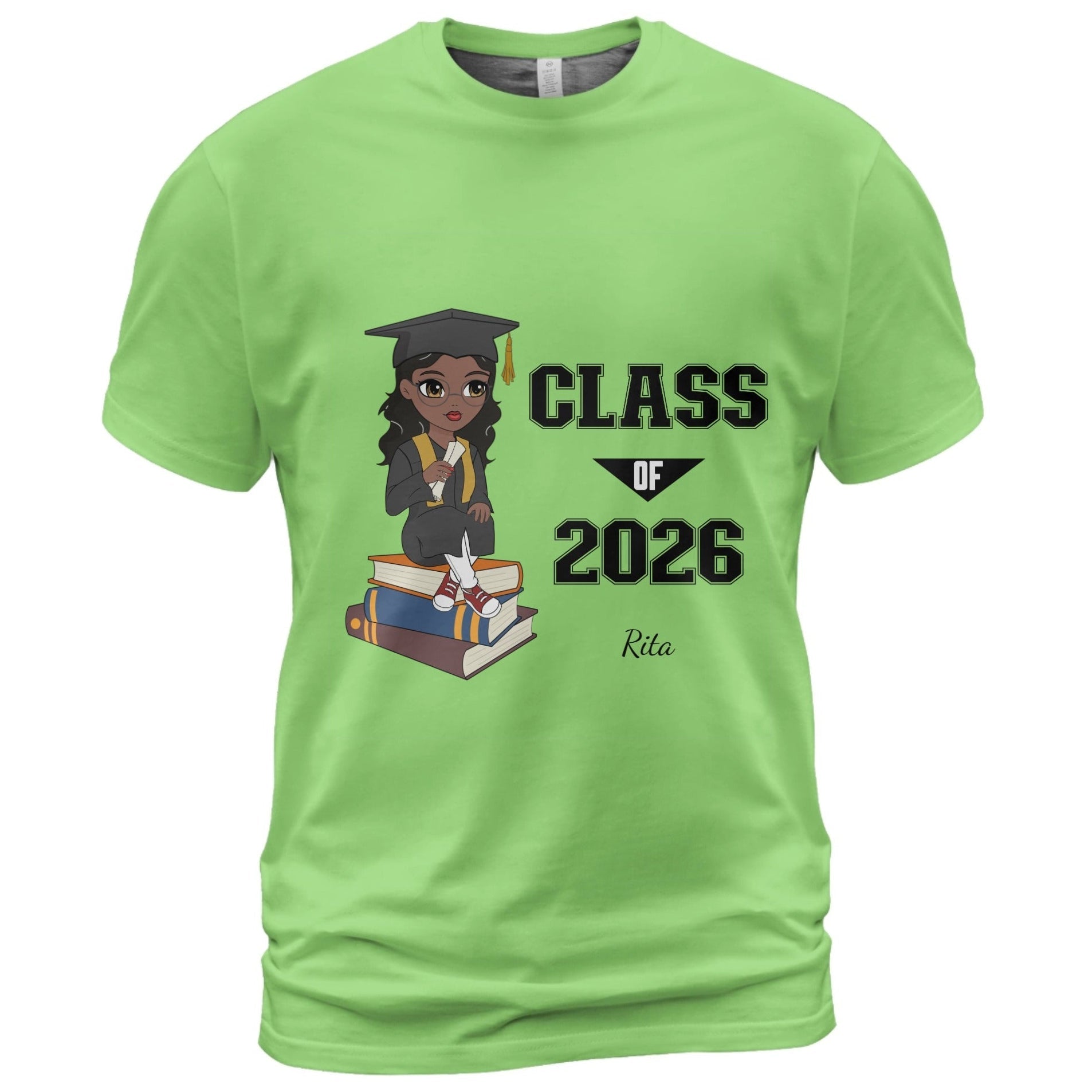 Personalized Graduation Unisex Adult T-Shirt Class of Year Graduate Shirt with Name & Character - Love Life Journey