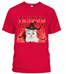 Personalized Halloween Pet Photo Unisex Adult T-Shirt Custom Witch Hat Dog or Cat Shirt with Name - Love Life Journey