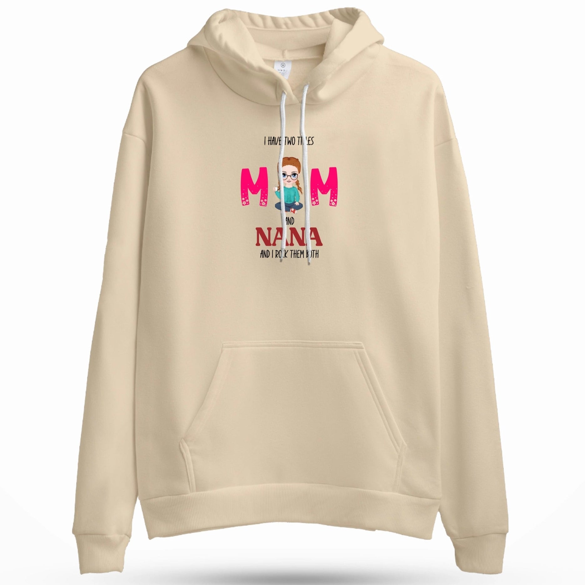 Personalized Mom & Second Life Role Embroidered Hoodie in Sand Colour – Custom Grandma, Nana, Aunt, Friend, Teacher or Nurse Hoodie Gift - Love Life Journey