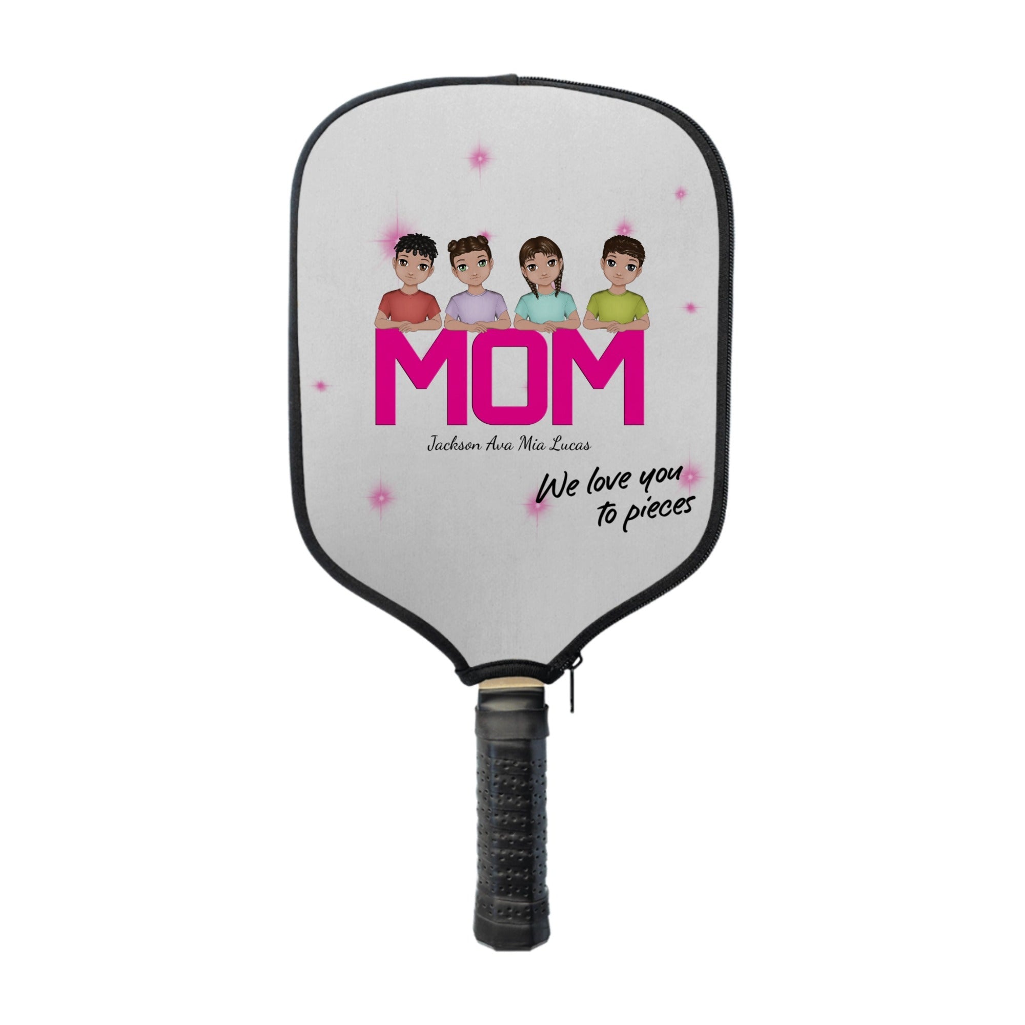 Personalized Mom We Love You To Pieces Pickleball Paddle Cover | Custom Kids & Names | Mother’s Day Gift - Love Life Journey