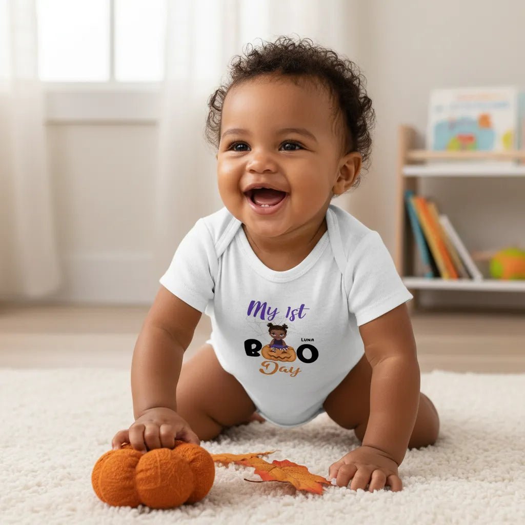 Personalized “My First Boo Day” Baby Bodysuit – Custom Halloween Outfit with Name & Character - Love Life Journey