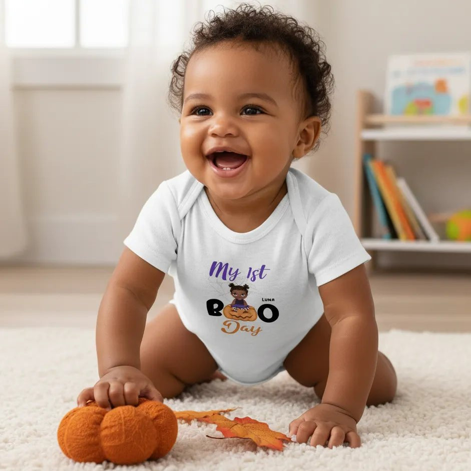 Personalized “My First Boo Day” Baby Bodysuit – Custom Halloween Outfit with Name & Character - Love Life Journey