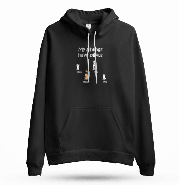 Personalized My Siblings Have Paws Embroidered Hoodie | Custom Dogs & Names - Love Life Journey