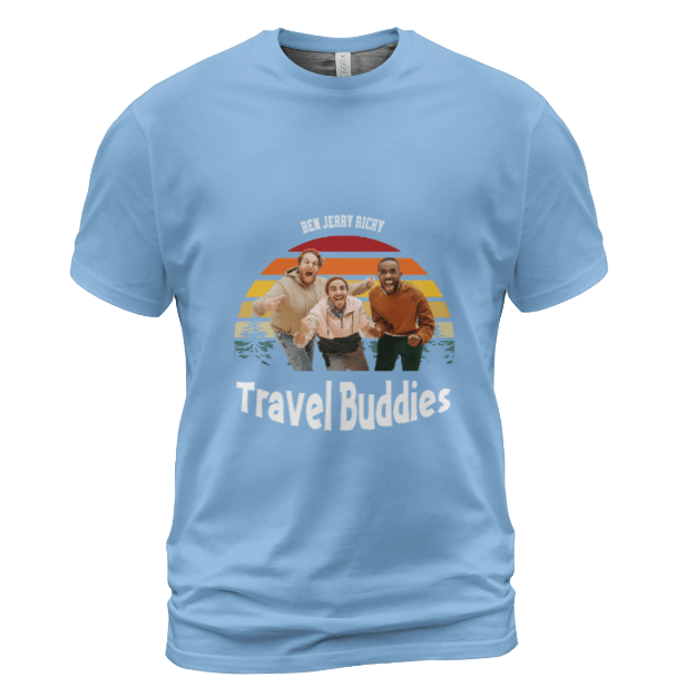 Personalized Photo Friends T-Shirt in Carolina Blue – Custom Names & Photo Tee | Travel Buddies - Love Life Journey