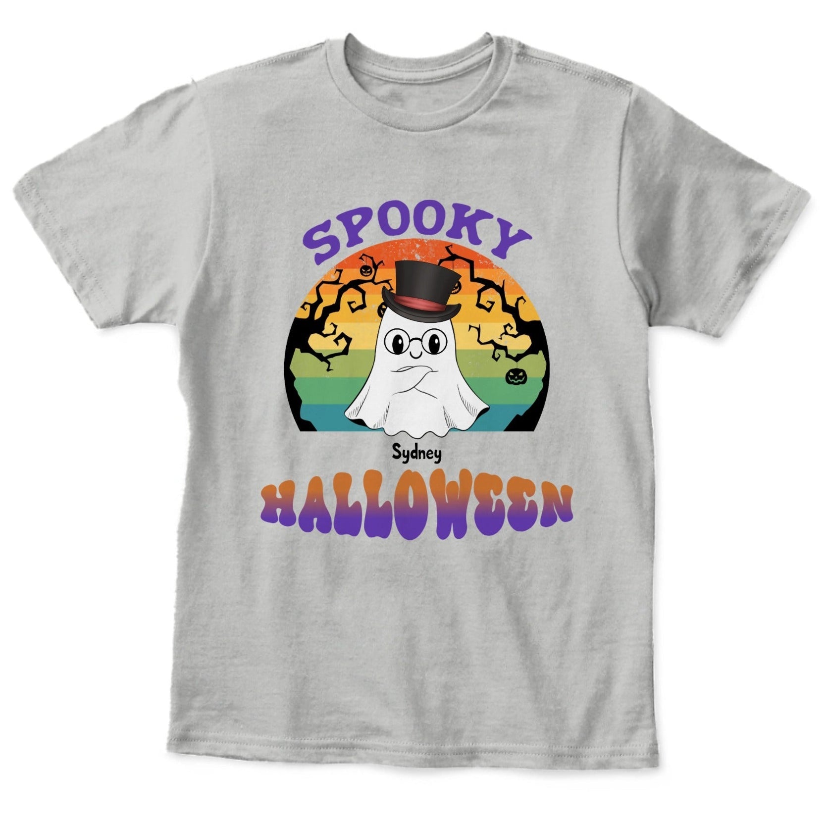 Personalized Spooky Halloween Ghost Kids Unisex T-Shirt | Custom Name Tee - Love Life Journey