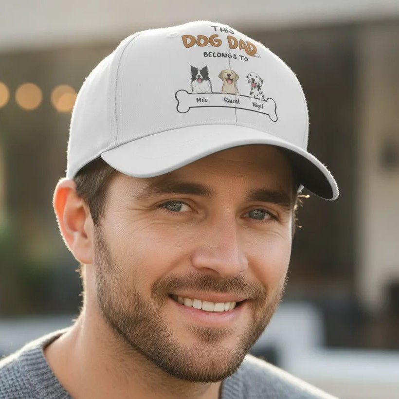 Personalized This Dog Dad Belongs To Baseball Cap Custom Dog Names Hat with 1-3 Dogs - Love Life Journey
