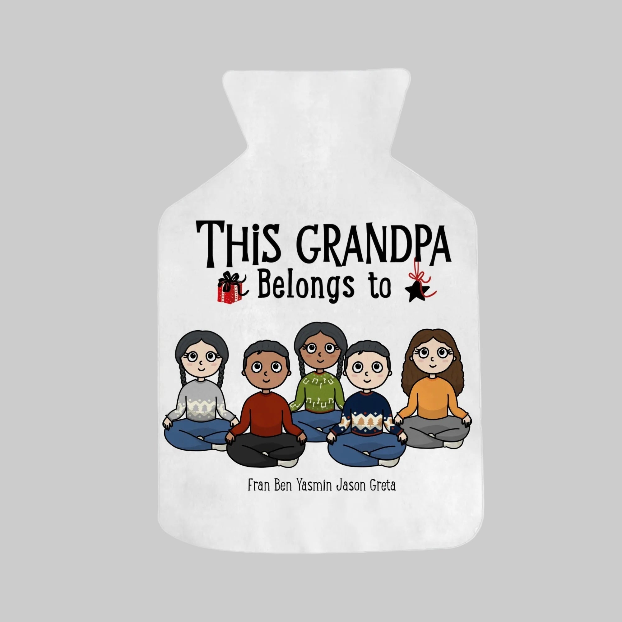 Personalized “This Grandpa Belongs To” Hot Water Bottle Cover – Custom Grandchildren Names Gift | 2L Plush Cover - Love Life Journey
