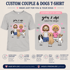 Personalized You & Me (And The Dogs) Adult Unisex T-Shirt Custom Couple & Dog Family Shirt with Names - Love Life Journey