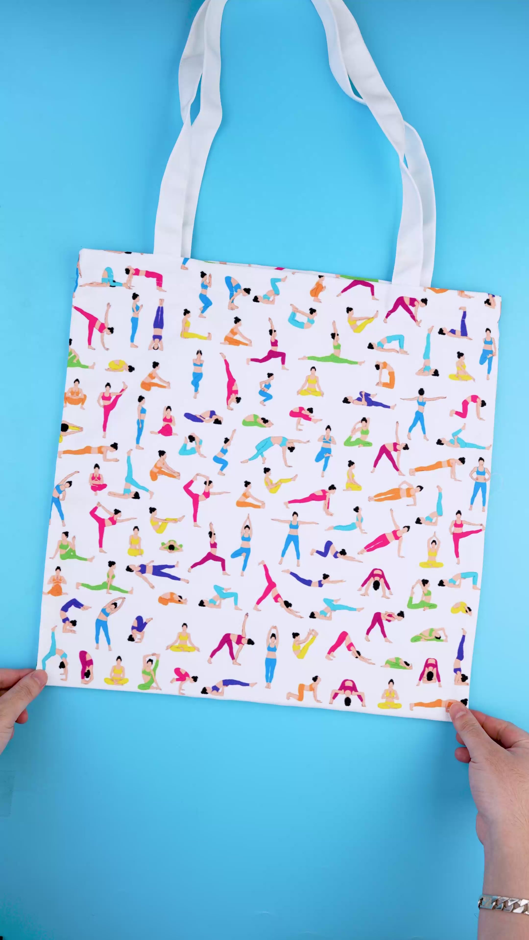 TOTE BAG Yoga Poses – Bright Multi - Pose Design for Daily Inspiration - product video
