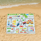 SAND - PROOF BEACH BLANKET Road Map – Kids Toy Car & Train Play Mat | Waterproof Family Beach & Picnic Blanket - Love Life Journey