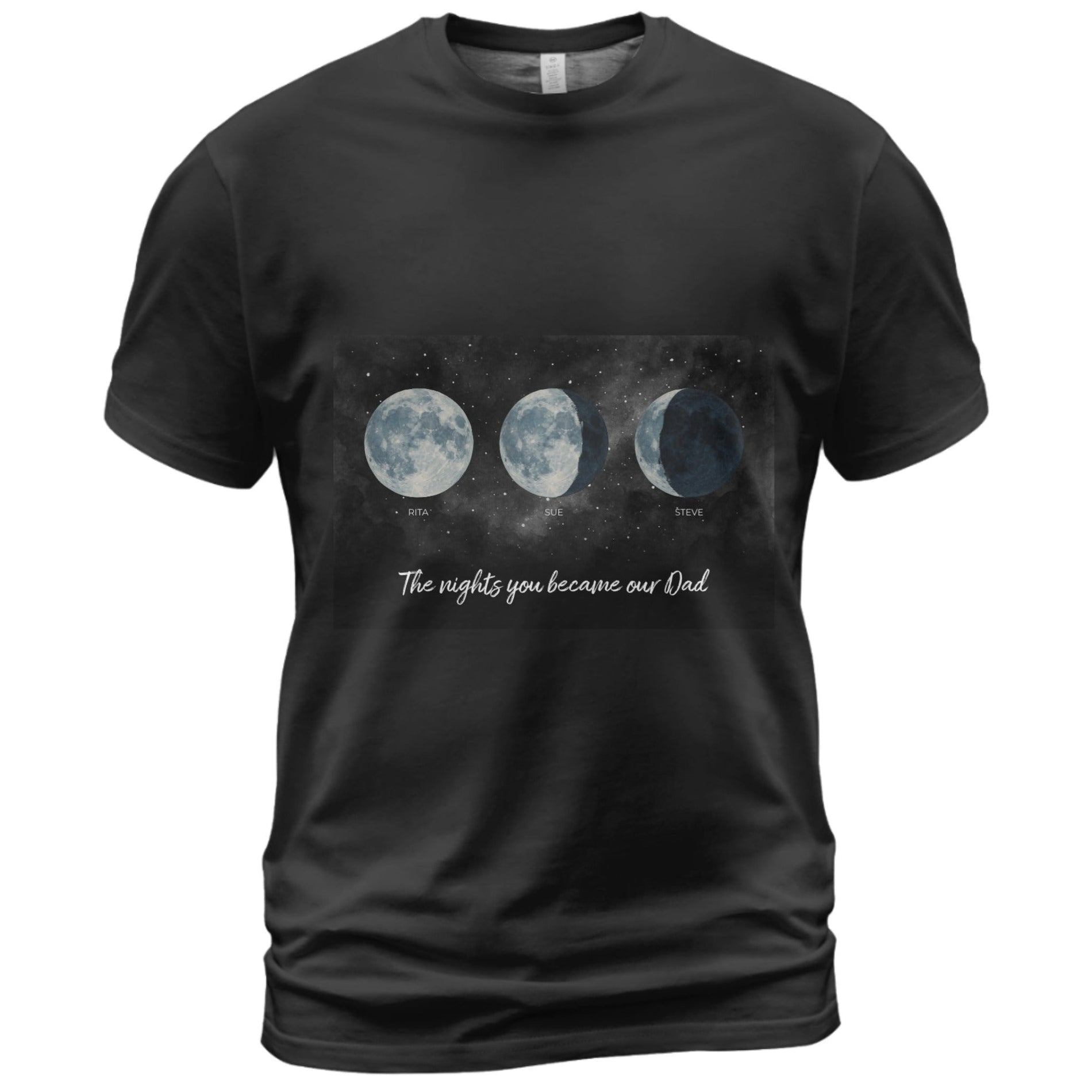 The Nights You Became Our Dad Adult Unisex T-Shirt Personalized Moon Phase Shirt with up to 8 Children's Names - Love Life Journey