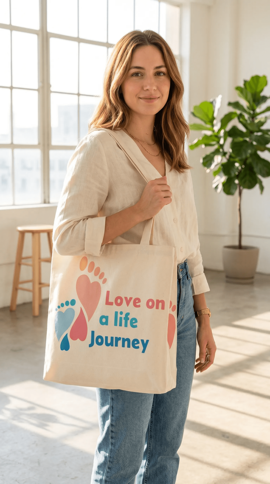 TOTE BAG Love Life Journey® Mindfulness – Lined Durable Canvas | Inspirational Everyday Carryall (2 Sizes) - Love Life Journey