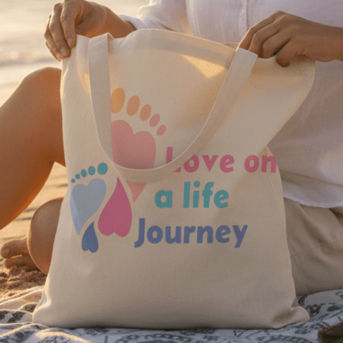 TOTE BAG Love Life Journey® Mindfulness – Lined Durable Canvas | Inspirational Everyday Carryall (2 Sizes) - Love Life Journey