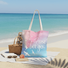 TOTE BAG Peaceful Doves “Just Let Go…” – Lined Durable Canvas | Soft Pink–Purple Sky Design (2 Sizes) - Love Life Journey