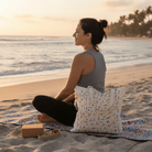 TOTE BAG Yoga Poses – Bright Multi - Pose Design for Daily Inspiration | Love Life Journey® Lined Canvas Tote - Love Life Journey