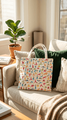 TOTE BAG Yoga Poses – Bright Multi - Pose Design for Daily Inspiration | Love Life Journey® Lined Canvas Tote - Love Life Journey