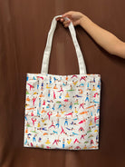TOTE BAG Yoga Poses – Bright Multi - Pose Design for Daily Inspiration | Love Life Journey® Lined Canvas Tote - Love Life Journey