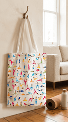 TOTE BAG Yoga Poses – Bright Multi - Pose Design for Daily Inspiration | Love Life Journey® Lined Canvas Tote - Love Life Journey