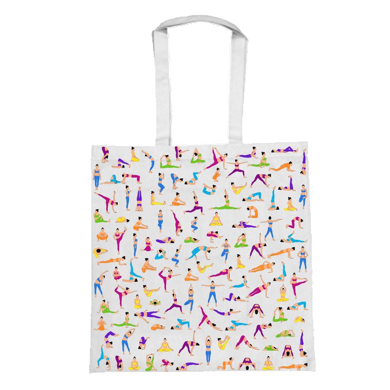 TOTE BAG Yoga Poses – Bright Multi - Pose Design for Daily Inspiration | Love Life Journey® Lined Canvas Tote - Love Life Journey