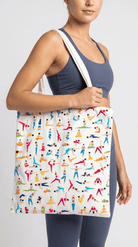 TOTE BAG Yoga Poses – Bright Multi - Pose Design for Daily Inspiration | Love Life Journey® Lined Canvas Tote - Love Life Journey
