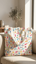 TOTE BAG Yoga Poses – Bright Multi - Pose Design for Daily Inspiration | Love Life Journey® Lined Canvas Tote - Love Life Journey