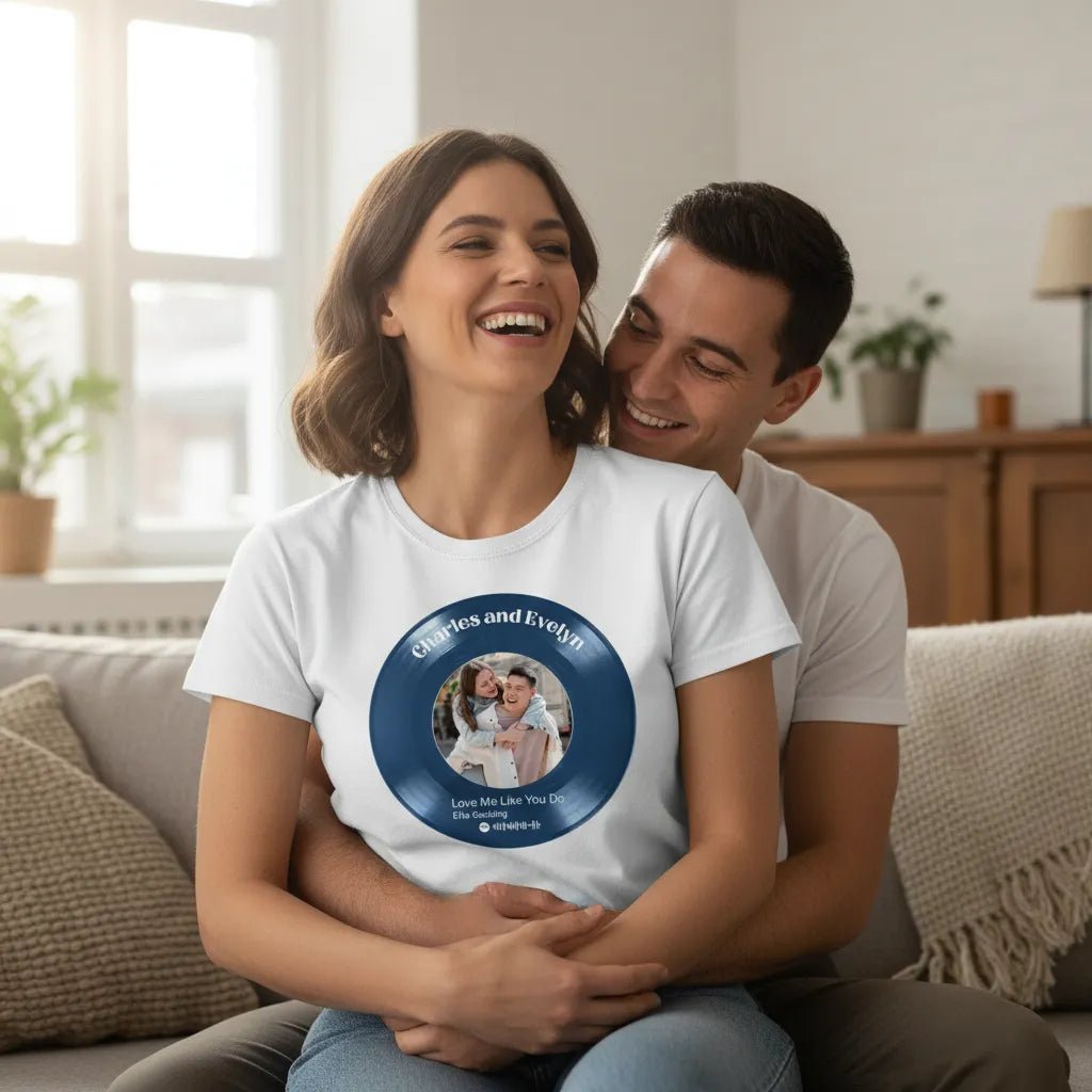 UNISEX T - SHIRT | Personalized Vinyl Record Photo T-Shirt | Your Song, Your Story - Love Life Journey