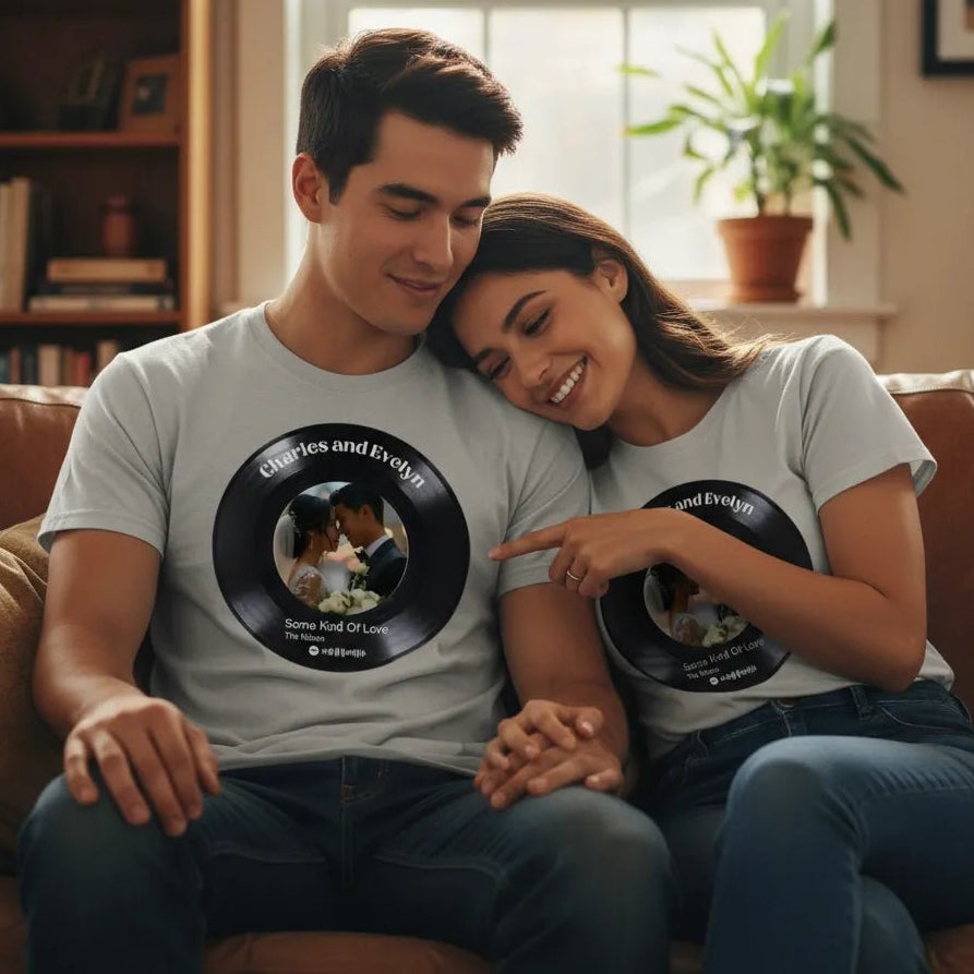 UNISEX T - SHIRT | Personalized Vinyl Record Photo T-Shirt | Your Song, Your Story - Love Life Journey