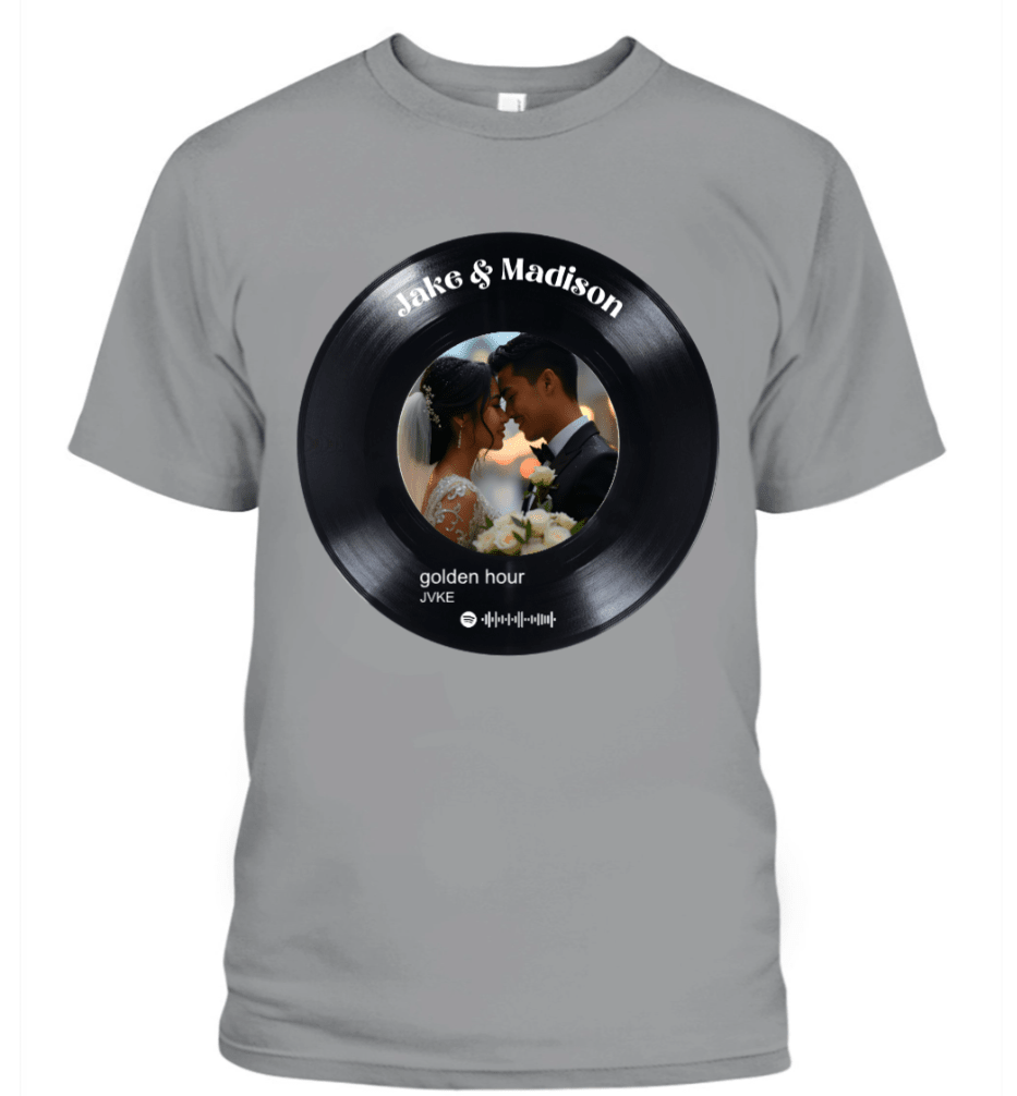UNISEX T - SHIRT | Personalized Vinyl Record Photo T-Shirt | Your Song, Your Story - Love Life Journey