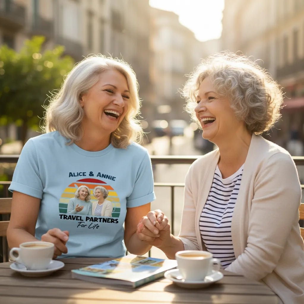 UNISEX T - SHIRT (US) Personalized “Travel Partners for Life” – Custom Photo & Names - Love Life Journey