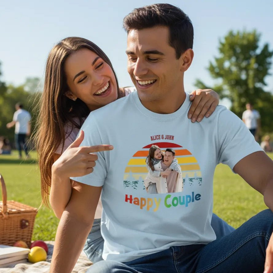 UNISEX T - SHIRT (USA) - Personalized Travel Family / Travel Couple – Custom Photo & Names - Love Life Journey