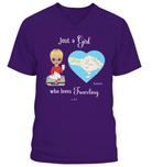V-NECK T-SHIRT Personalized “Just a Girl Who Loves Traveling” - Love Life Journey